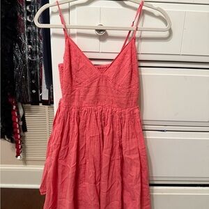 AÉROPOSTALE -Solid V-Neck Gauze Babydoll Dress